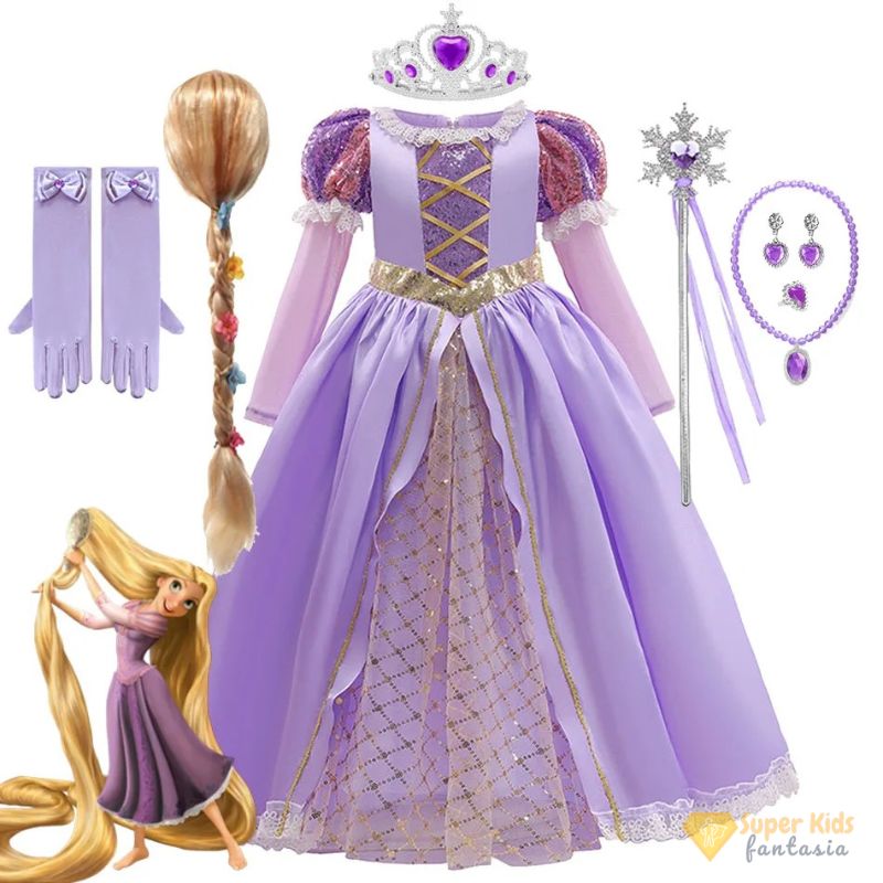 Fantasia Infantil - Rapunzel (Filme Enrolados) + Kit completo